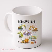 God Says I Am Cute Construction Christian Coffee Mug thumb 0