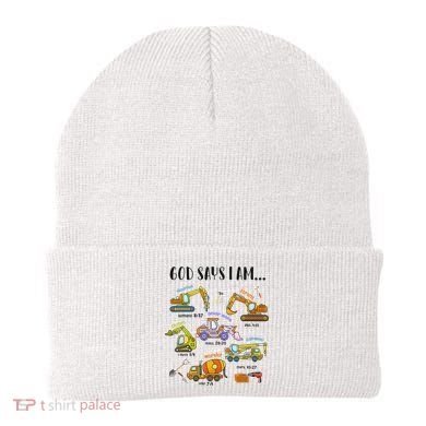 God Says I Am Cute Construction Christian Beanie