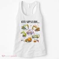 God Says I Am Cute Construction Christian Women's Tank Top thumb 0