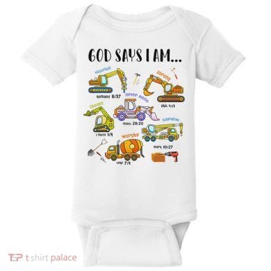 God Says I Am Cute Construction Christian Baby Bodysuit