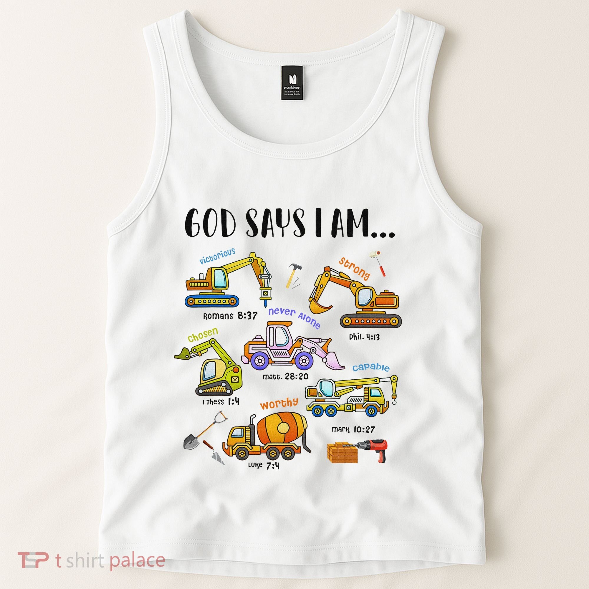 God Says I Am Cute Construction Christian Tank Top