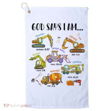 God Says I Am Cute Construction Christian Golf Towel