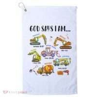 God Says I Am Cute Construction Christian Golf Towel thumb 0