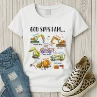 God Says I Am Cute Construction Christian Women's T-Shirt thumb 3