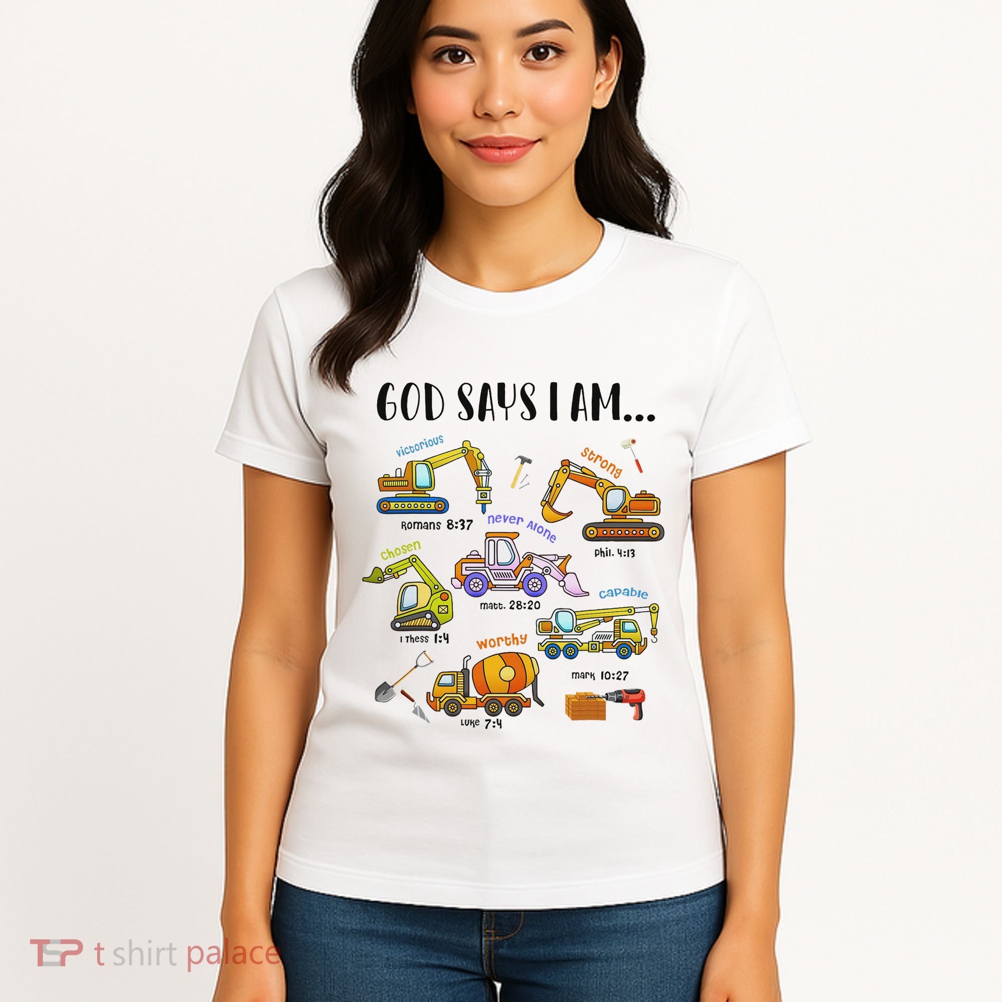 God Says I Am Cute Construction Christian Women's T-Shirt
