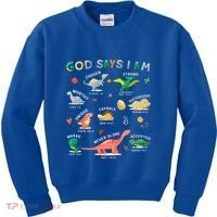 God Says I Am Dinosaur Kids Sweatshirt thumb 0
