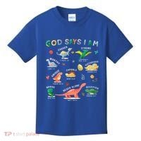God Says I Am Dinosaur Kids T-Shirt thumb 0