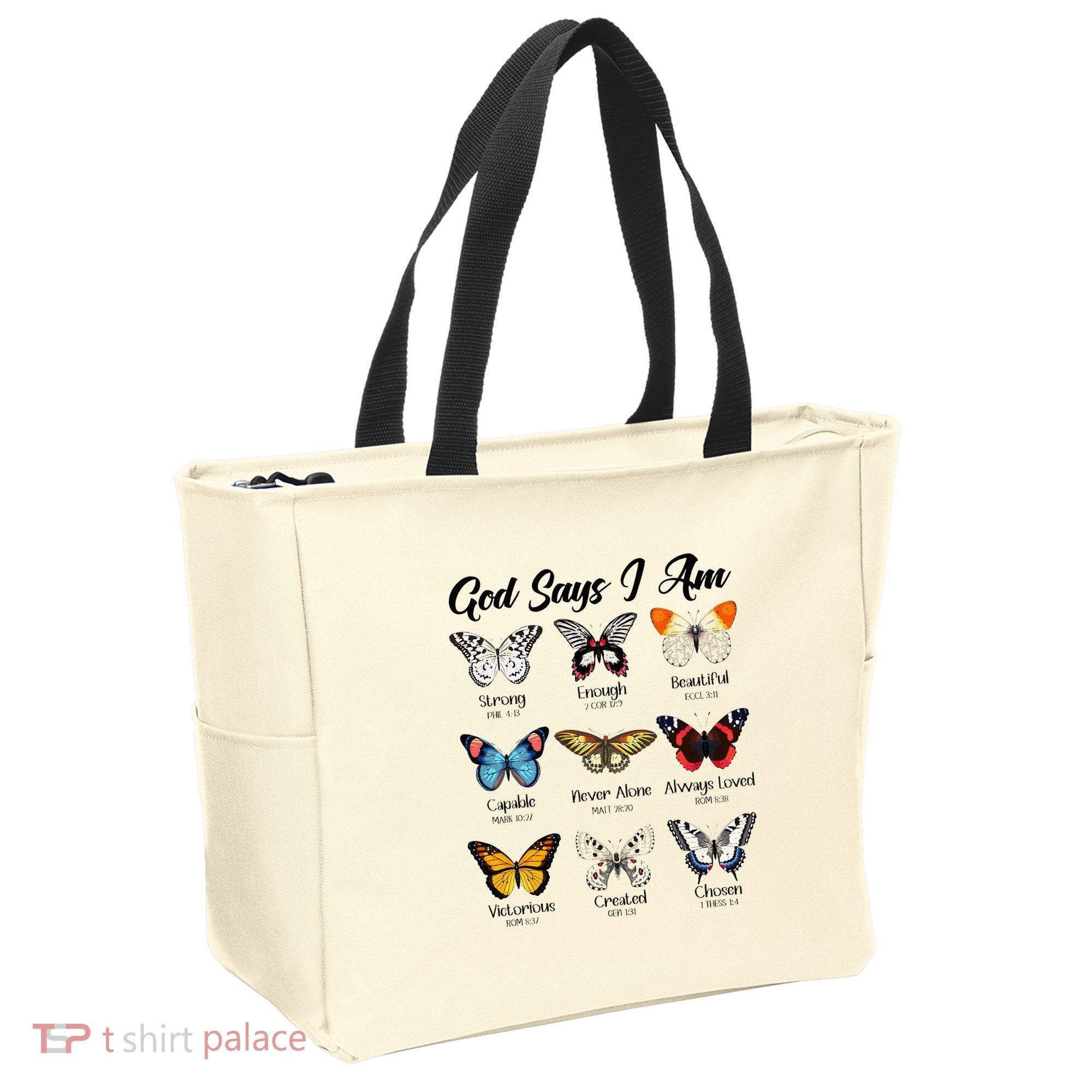 God Says I Am Butterfly Christian Jesus Lover Religious Tote Bag