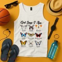 God Says I Am Butterfly Christian Jesus Lover Religious Tank Top thumb 4
