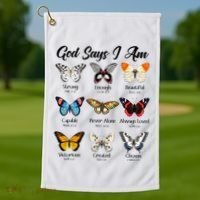 God Says I Am Butterfly Christian Jesus Lover Religious Golf Towel thumb 1