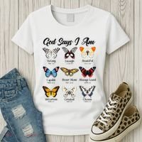 God Says I Am Butterfly Christian Jesus Lover Religious Women's T-Shirt thumb 3