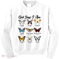 God Says I Am Butterfly Christian Jesus Lover Religious Kids Sweatshirt thumb 0