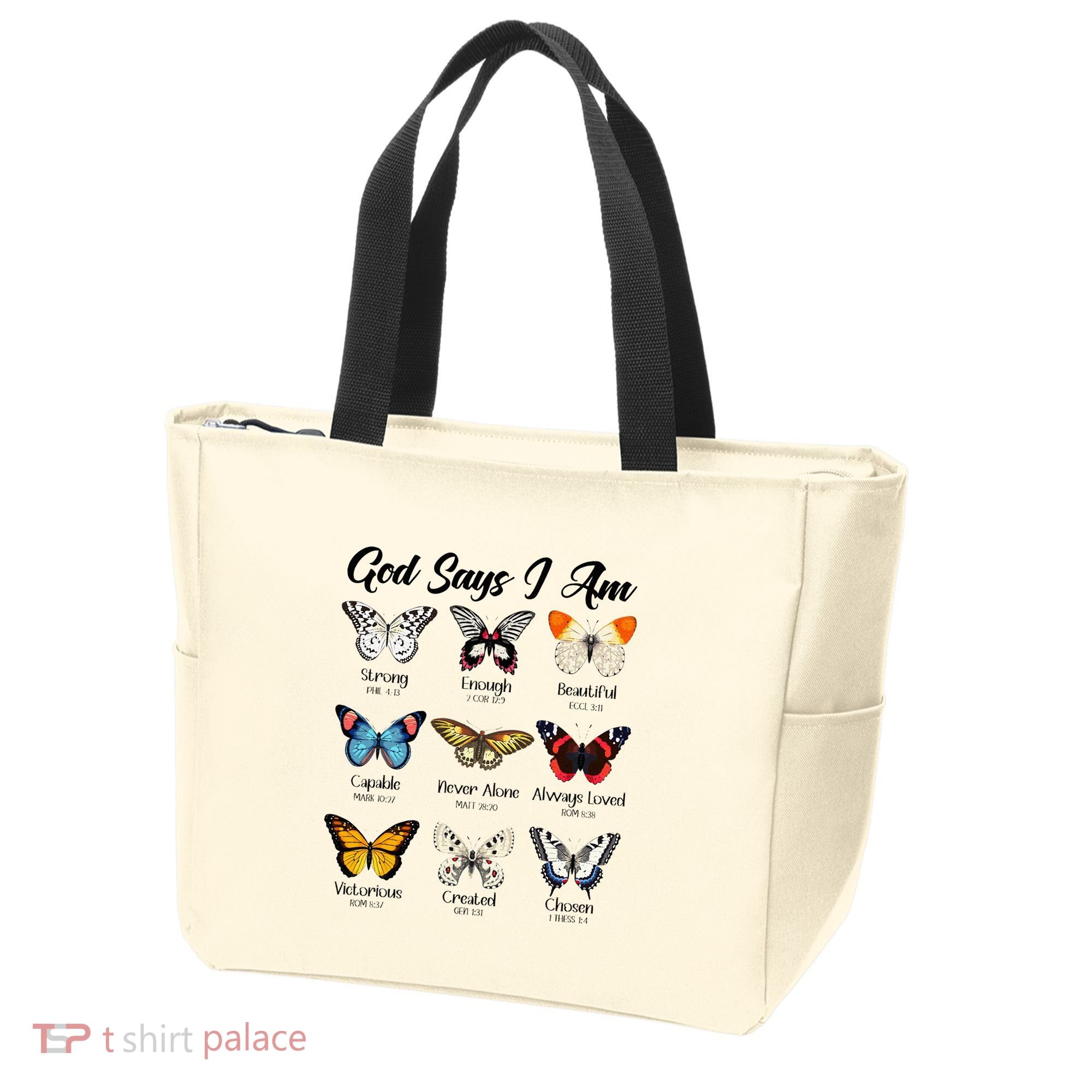 God Says I Am Butterfly Christian Jesus Lover Religious Tote Bag