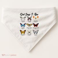 God Says I Am Butterfly Christian Jesus Lover Religious USA-Made Doggie Bandana thumb 0