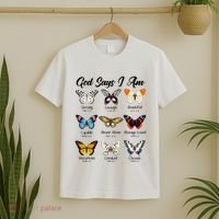 God Says I Am Butterfly Christian Jesus Lover Religious T-Shirt thumb 2