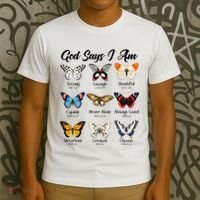 God Says I Am Butterfly Christian Jesus Lover Religious T-Shirt thumb 3