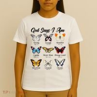 God Says I Am Butterfly Christian Jesus Lover Religious T-Shirt thumb 4