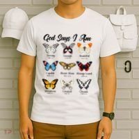 God Says I Am Butterfly Christian Jesus Lover Religious T-Shirt thumb 6