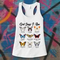 God Says I Am Butterfly Christian Jesus Lover Religious Women's Tank Top thumb 3