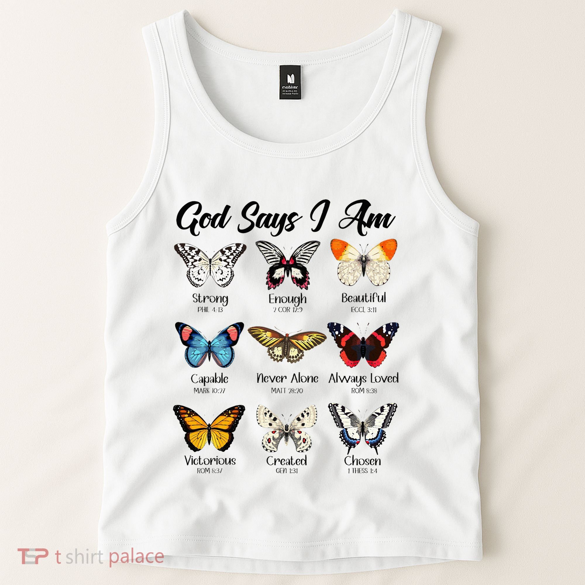 God Says I Am Butterfly Christian Jesus Lover Religious Tank Top