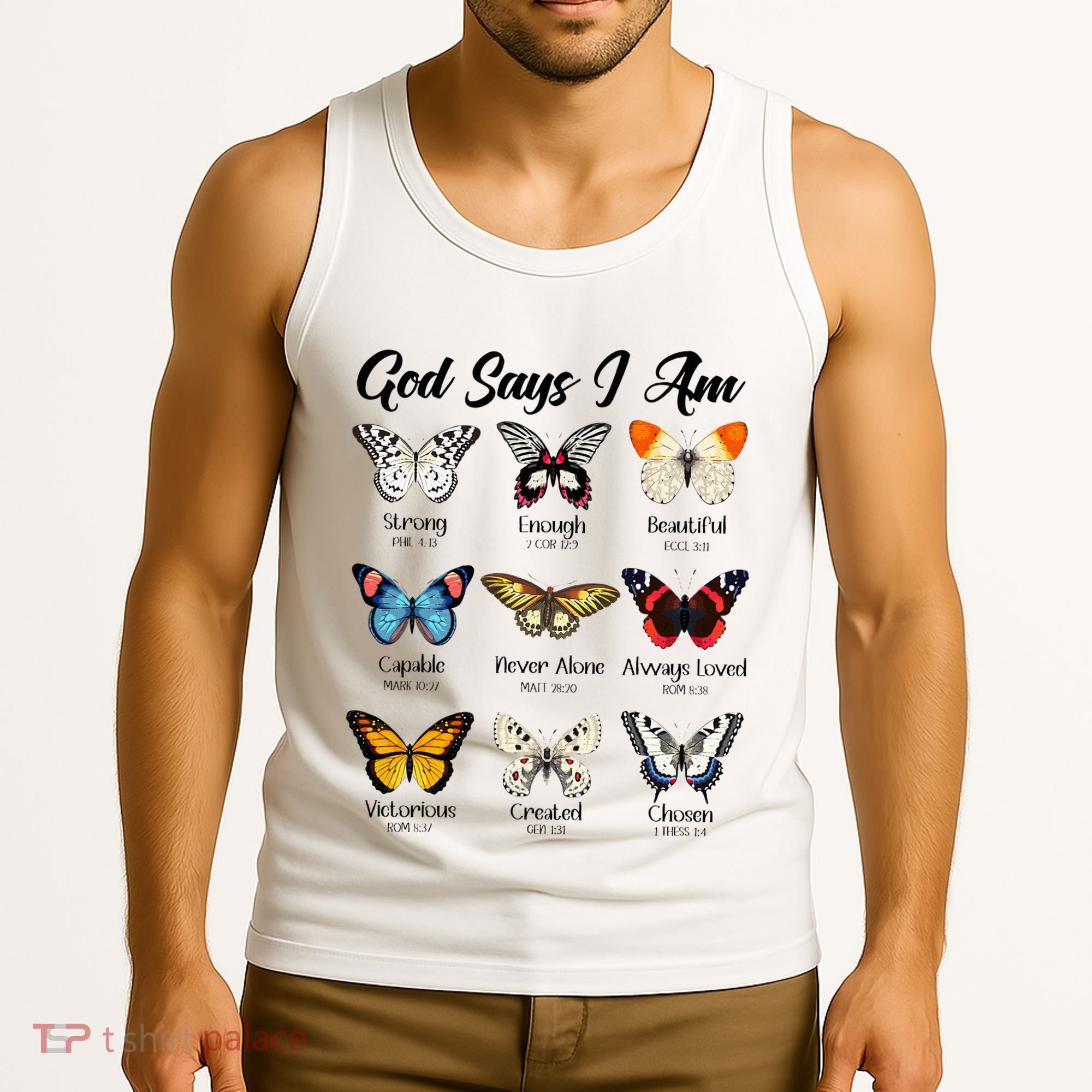 God Says I Am Butterfly Christian Jesus Lover Religious Tank Top