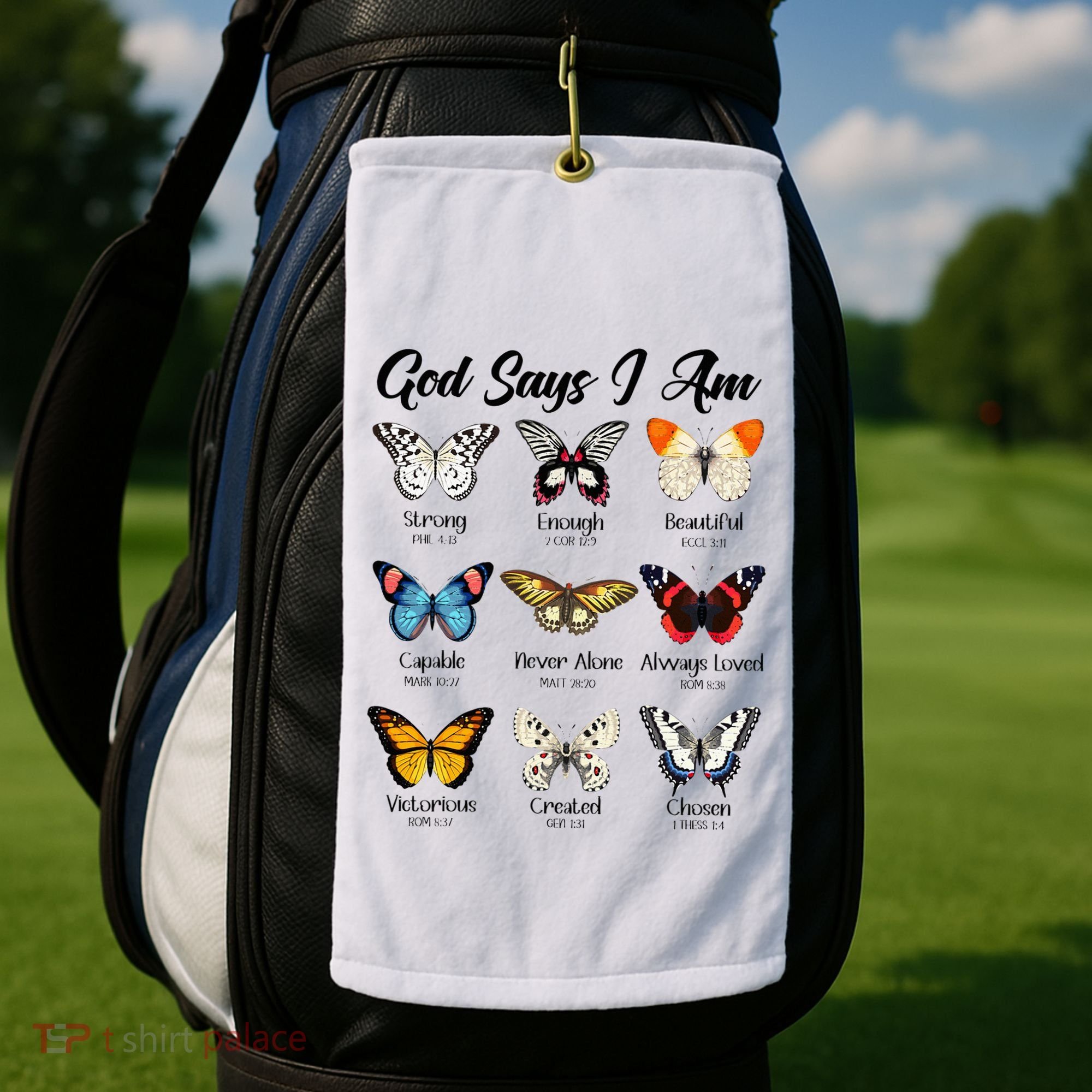God Says I Am Butterfly Christian Jesus Lover Religious Golf Towel
