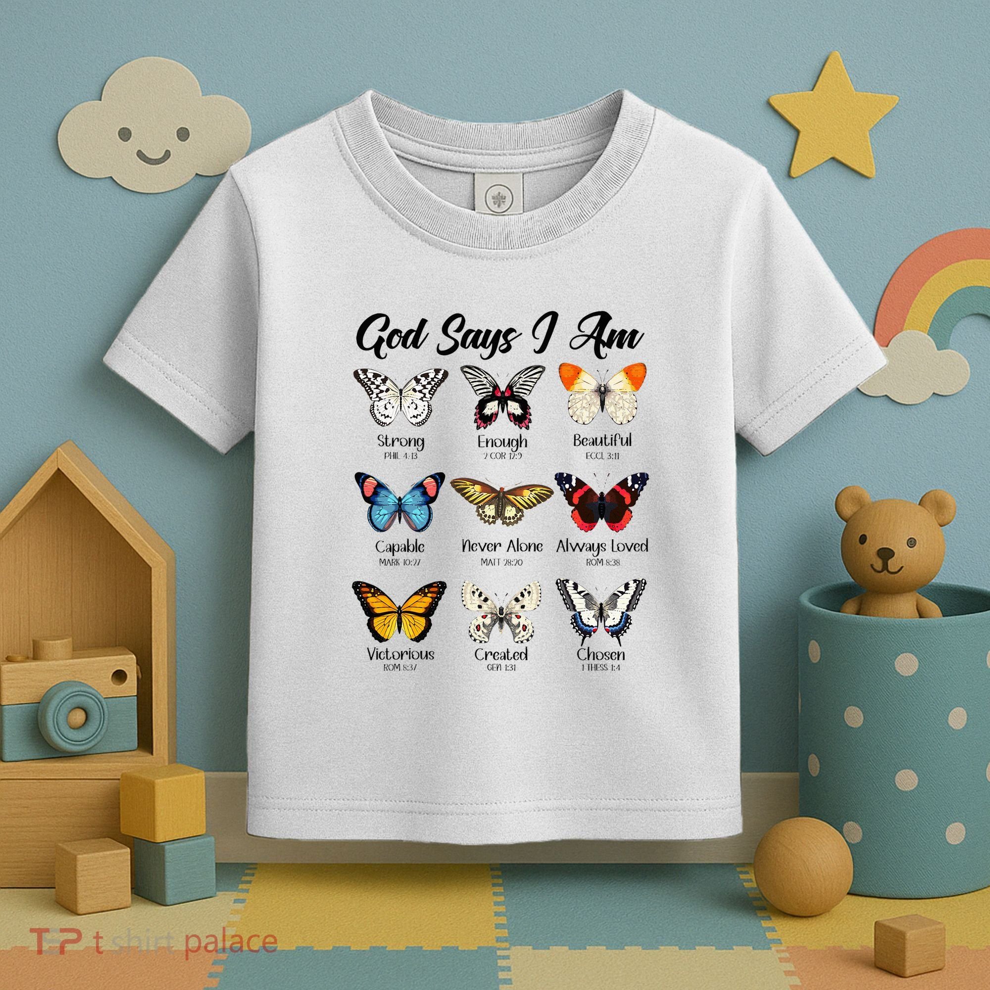 God Says I Am Butterfly Christian Jesus Lover Religious Toddler T-Shirt