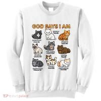 God Says I Am Cat Cute Cats Lover Bible Verse Christian Sweatshirt thumb 0