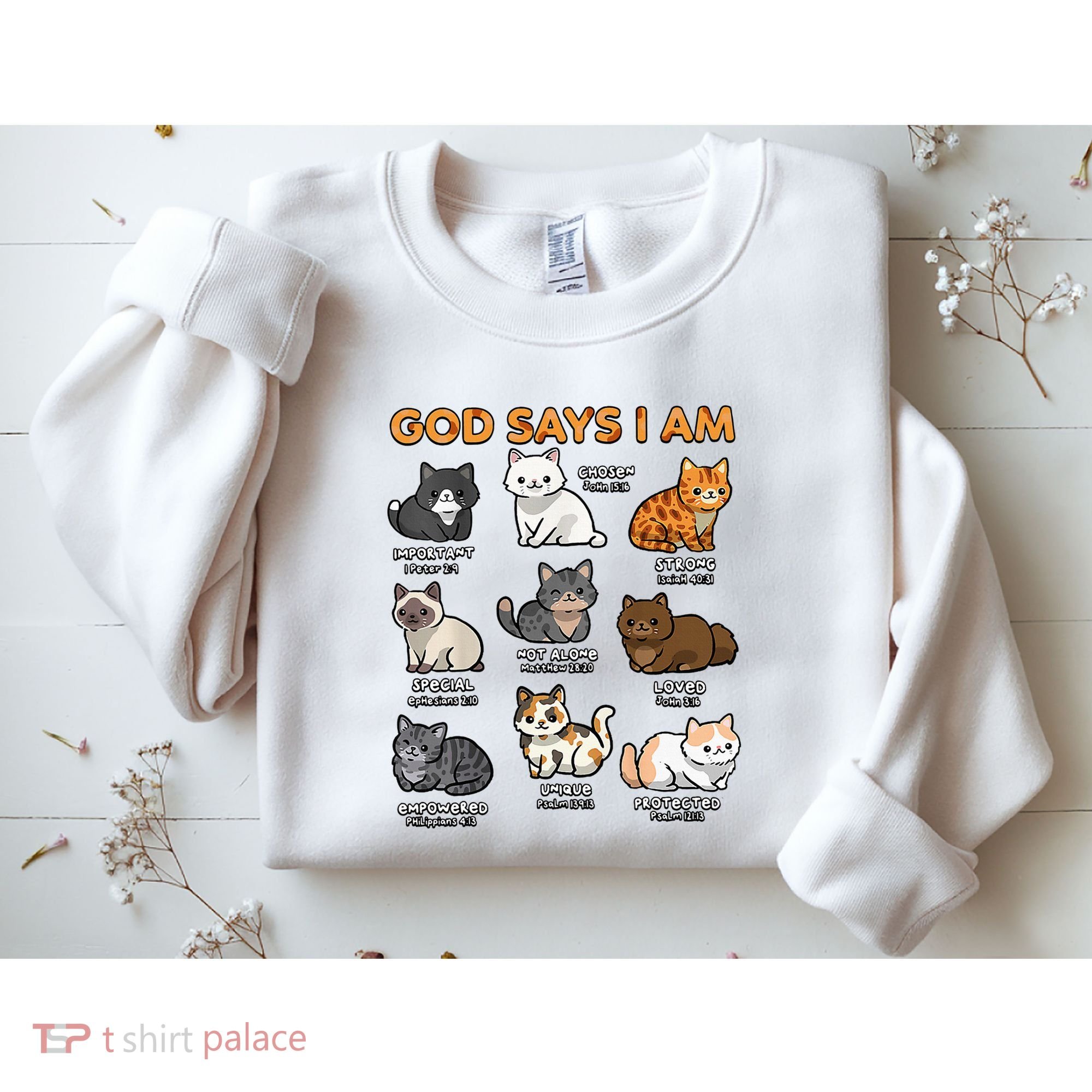 God Says I Am Cat Cute Cats Lover Bible Verse Christian Sweatshirt