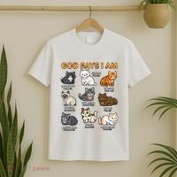 God Says I Am Cat Cute Cats Lover Bible Verse Christian T-Shirt thumb 2