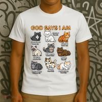 God Says I Am Cat Cute Cats Lover Bible Verse Christian T-Shirt thumb 3