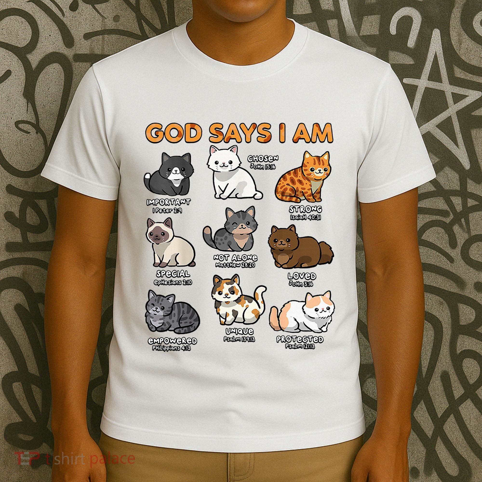 God Says I Am Cat Cute Cats Lover Bible Verse Christian T-Shirt