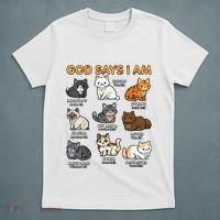God Says I Am Cat Cute Cats Lover Bible Verse Christian T-Shirt thumb 5