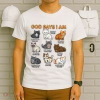 God Says I Am Cat Cute Cats Lover Bible Verse Christian T-Shirt thumb 6