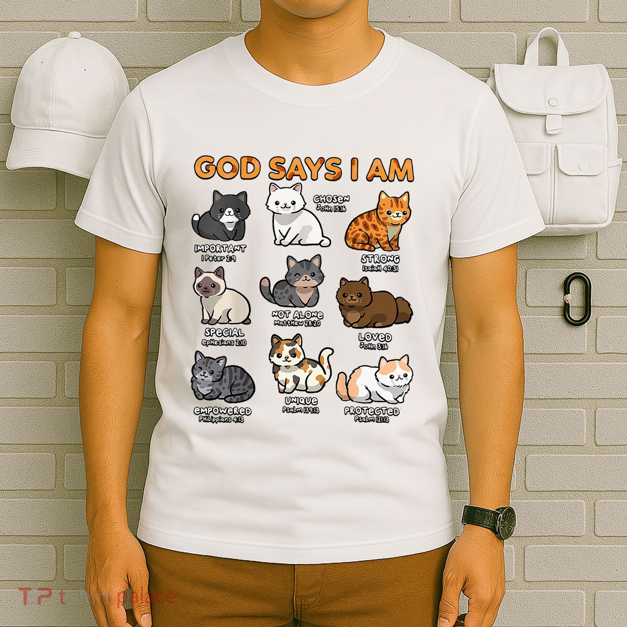 God Says I Am Cat Cute Cats Lover Bible Verse Christian T-Shirt