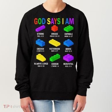 God Says I Am Building Brick Builder Block Christian Women's Sweatshirt