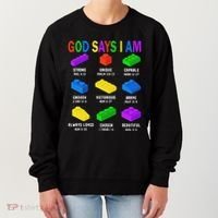 God Says I Am Building Brick Builder Block Christian Women's Sweatshirt thumb 0