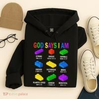 God Says I Am Building Brick Builder Block Christian Hoodie thumb 4