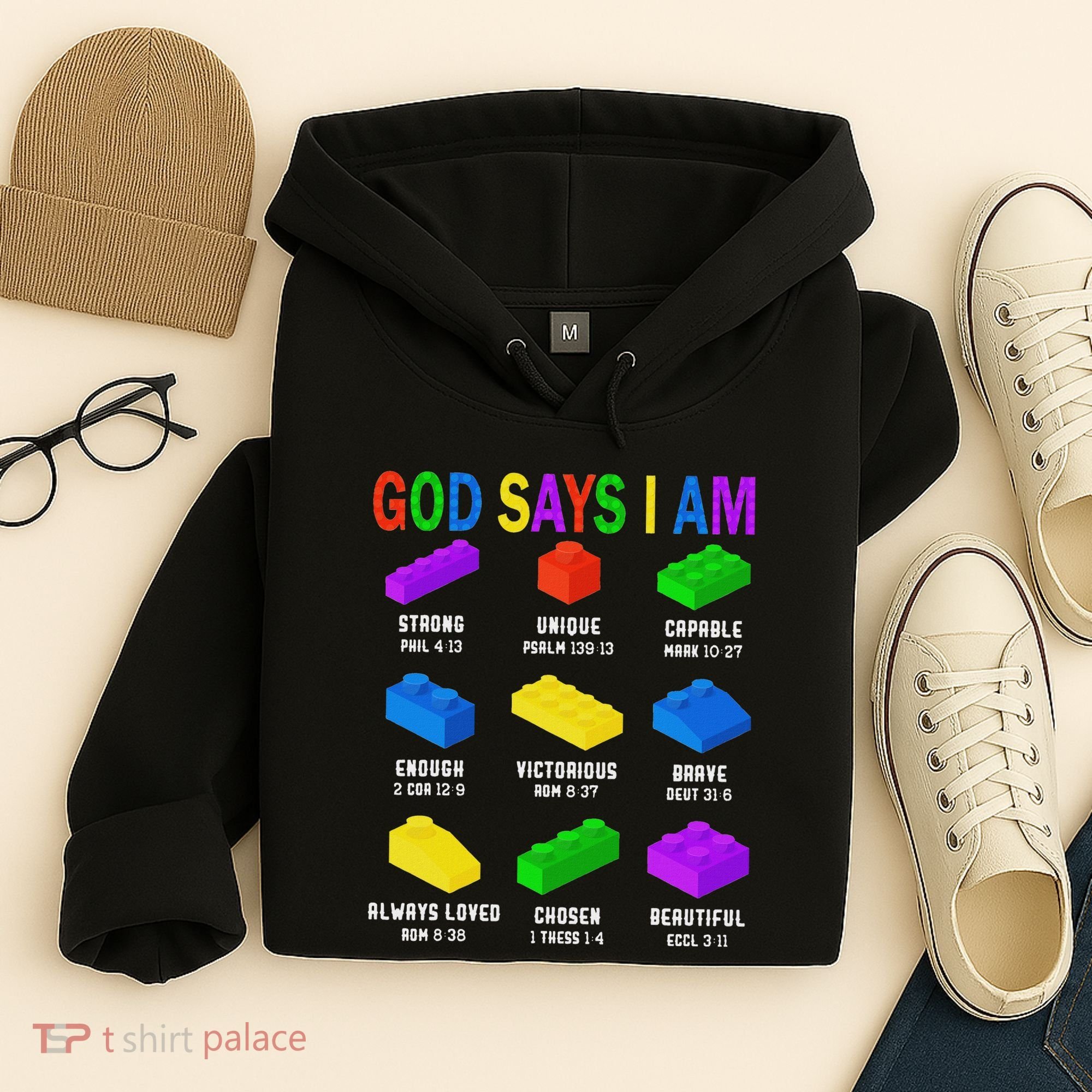 God Says I Am Building Brick Builder Block Christian Hoodie