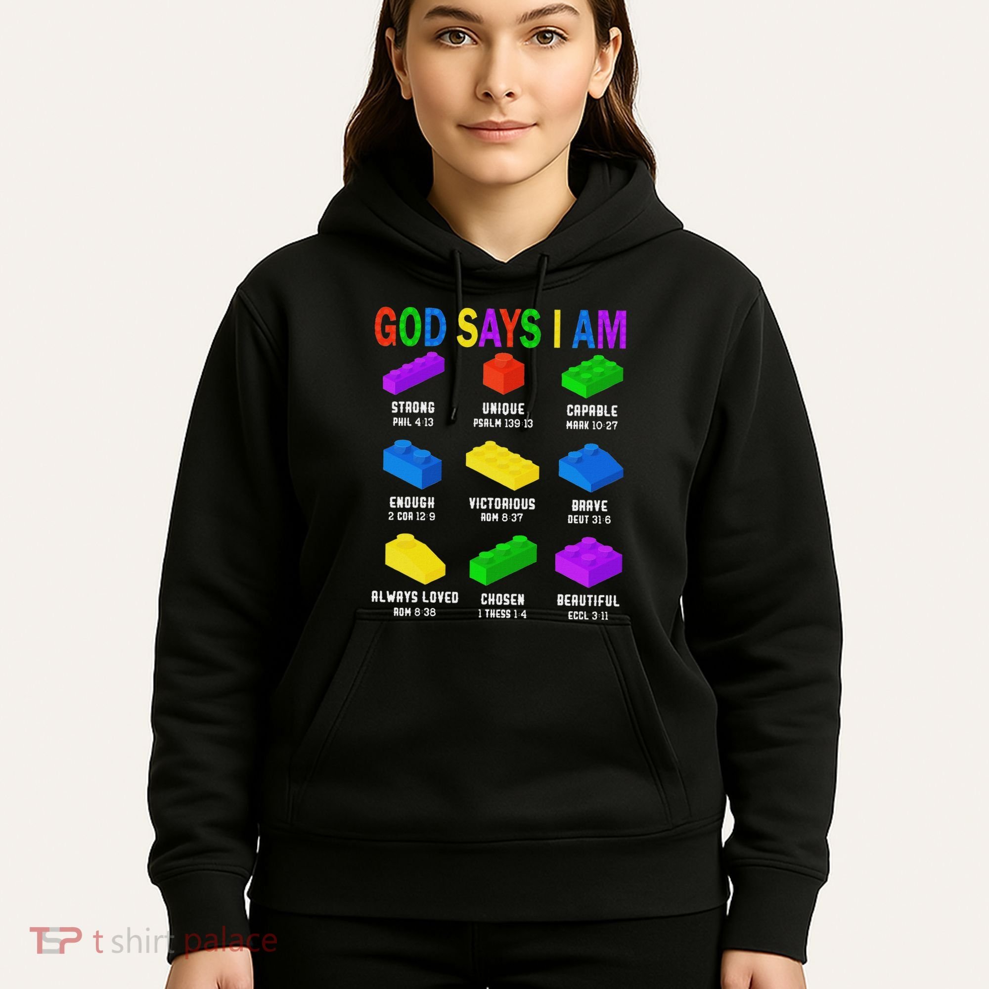 God Says I Am Building Brick Builder Block Christian Hoodie