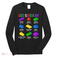 God Says I Am Building Brick Builder Block Christian Long Sleeve Shirt thumb 0