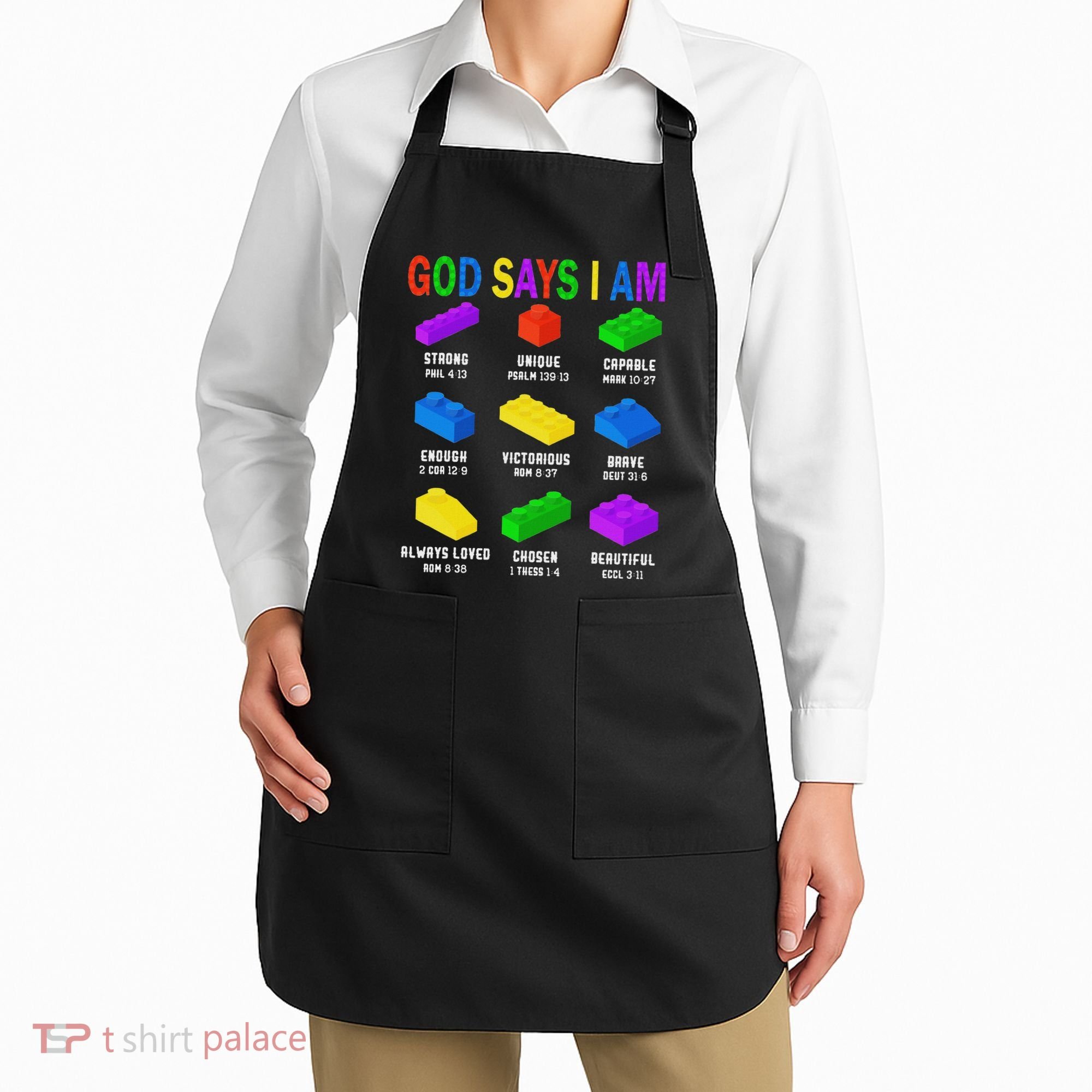 God Says I Am Building Brick Builder Block Christian Apron