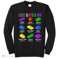 God Says I Am Building Brick Builder Block Christian Sweatshirt thumb 0
