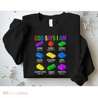 God Says I Am Building Brick Builder Block Christian Sweatshirt thumb 2