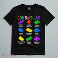 God Says I Am Building Brick Builder Block Christian T-Shirt thumb 5