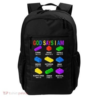 God Says I Am Building Brick Builder Block Christian Backpack