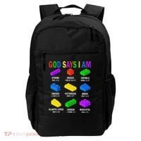 God Says I Am Building Brick Builder Block Christian Backpack thumb 0