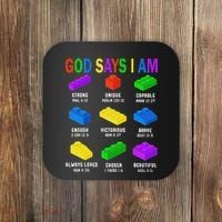 God Says I Am Building Brick Builder Block Christian Coaster thumb 0