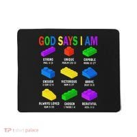 God Says I Am Building Brick Builder Block Christian Mousepad thumb 0