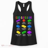God Says I Am Building Brick Builder Block Christian Women's Tank Top thumb 0